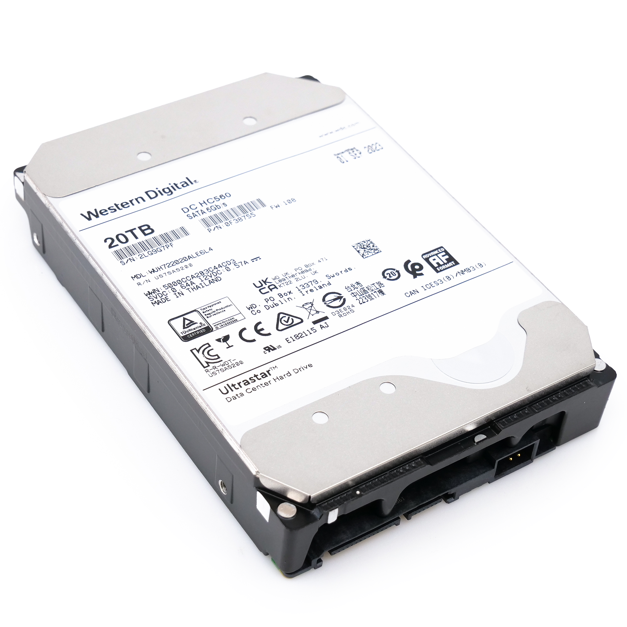 Western Digital Ultrastar DC HC560 WUH722020ALE6L4 20TB 7.2K RPM SATA 6Gb/s 3.5in Recertified Hard Drive