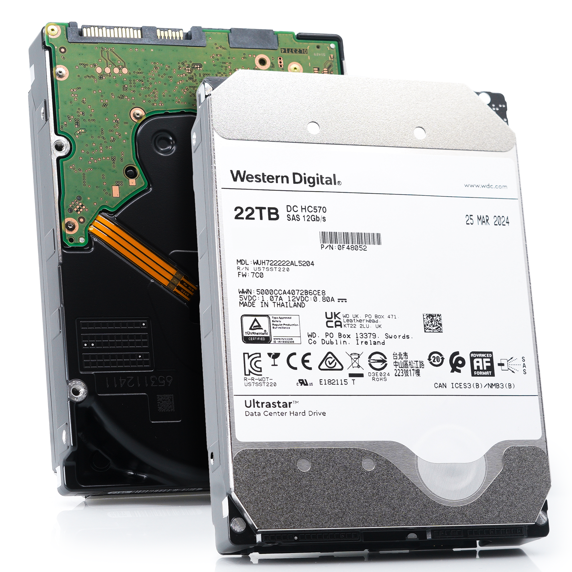 Western Digital Ultrastar DC HC570 WUH722222AL5204 0F48052 22TB 7.2K RPM SAS 12Gb/s 512e 3.5in Hard Drive