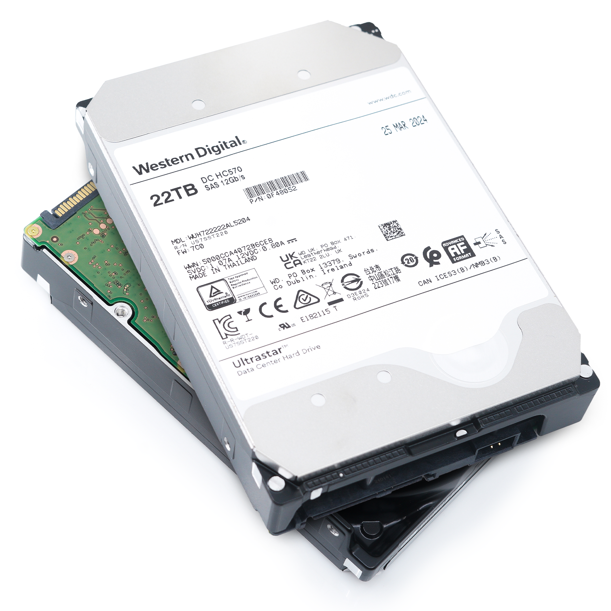 Western Digital Ultrastar DC HC570 WUH722222AL5204 0F48052 22TB 7.2K RPM SAS 12Gb/s 512e 3.5in Hard Drive
