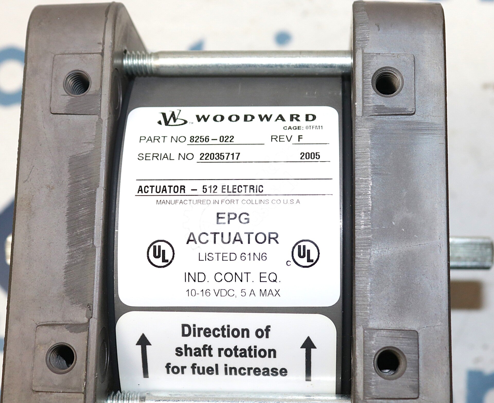 8256-022 By Woodward 10-16VDC EPG Actuator New Surplus New Factory Package