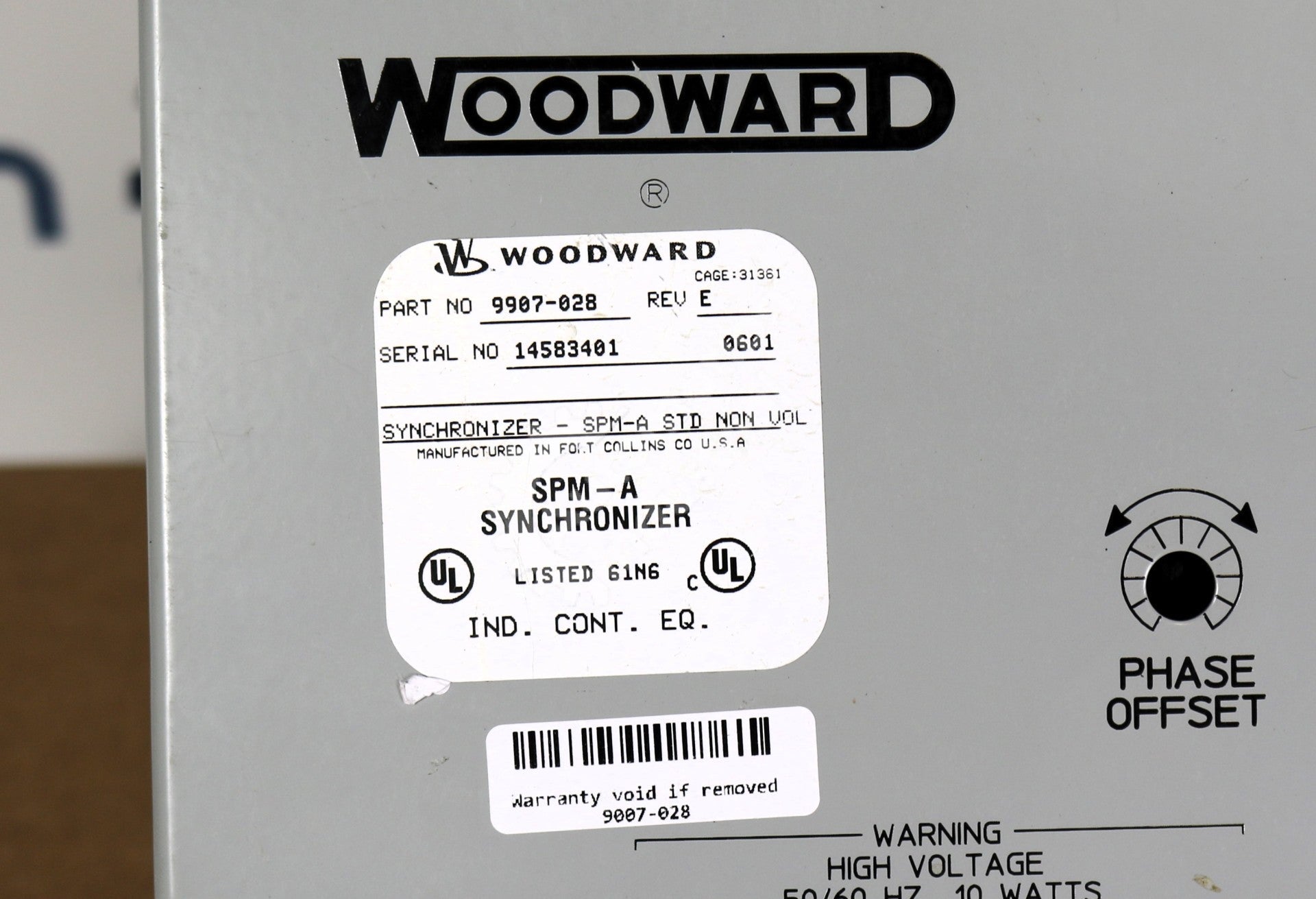 9907-028 by Woodward Speed & Phase Matching Synchronizer SPM-A