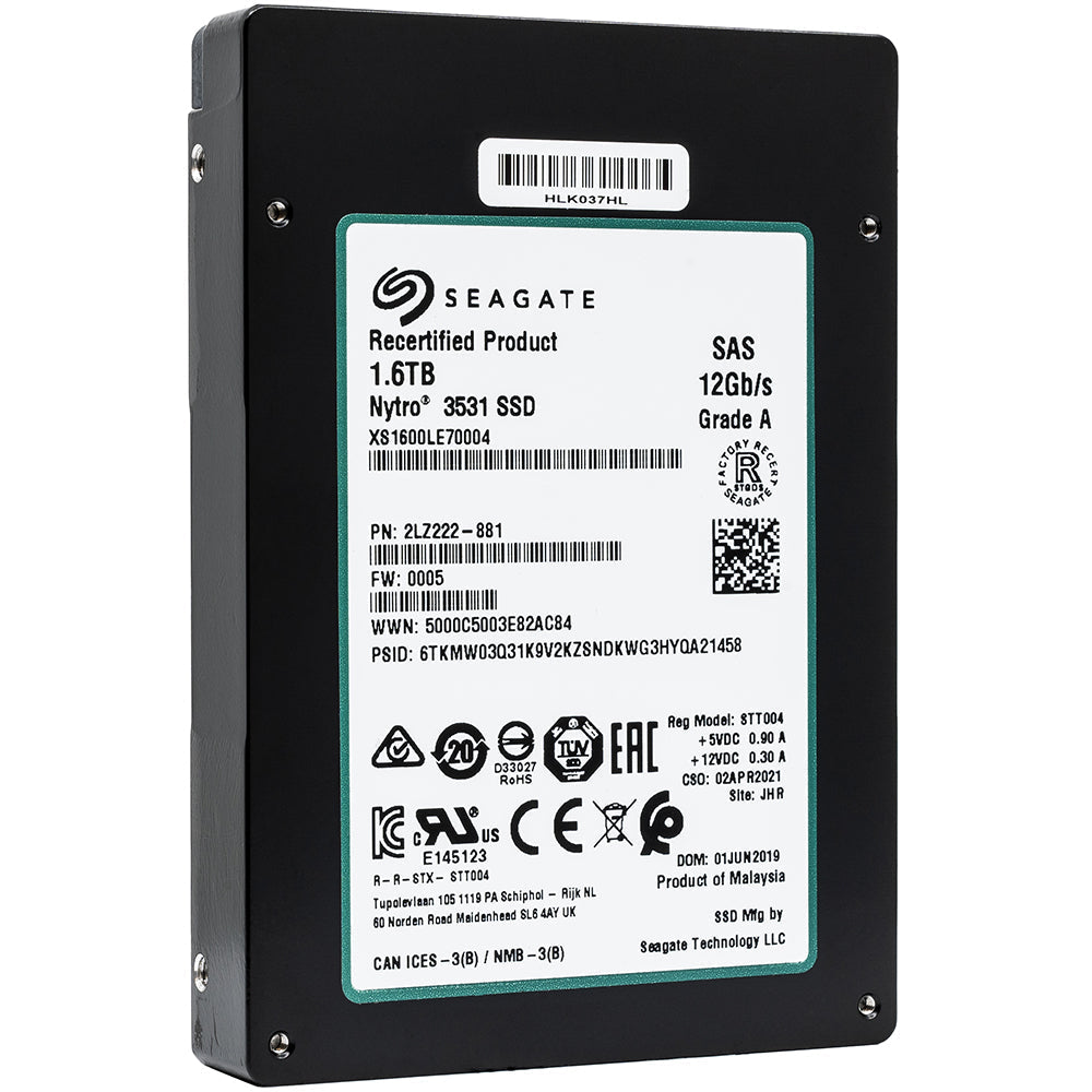 Seagate Nytro 3531 XS1600LE70004 1.6TB SAS 12Gb/s Mixed Use MLC 2.5in Recertified Solid State Drive