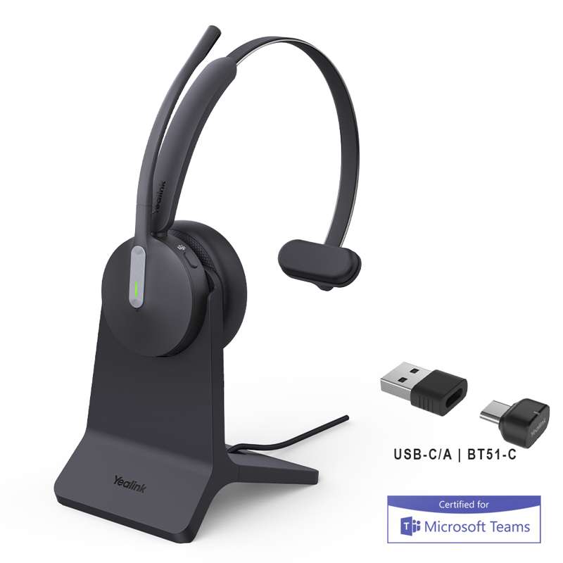Yealink BH70 Mono with Stand Teams USB-C/A - Teams Headset with Charging Base
