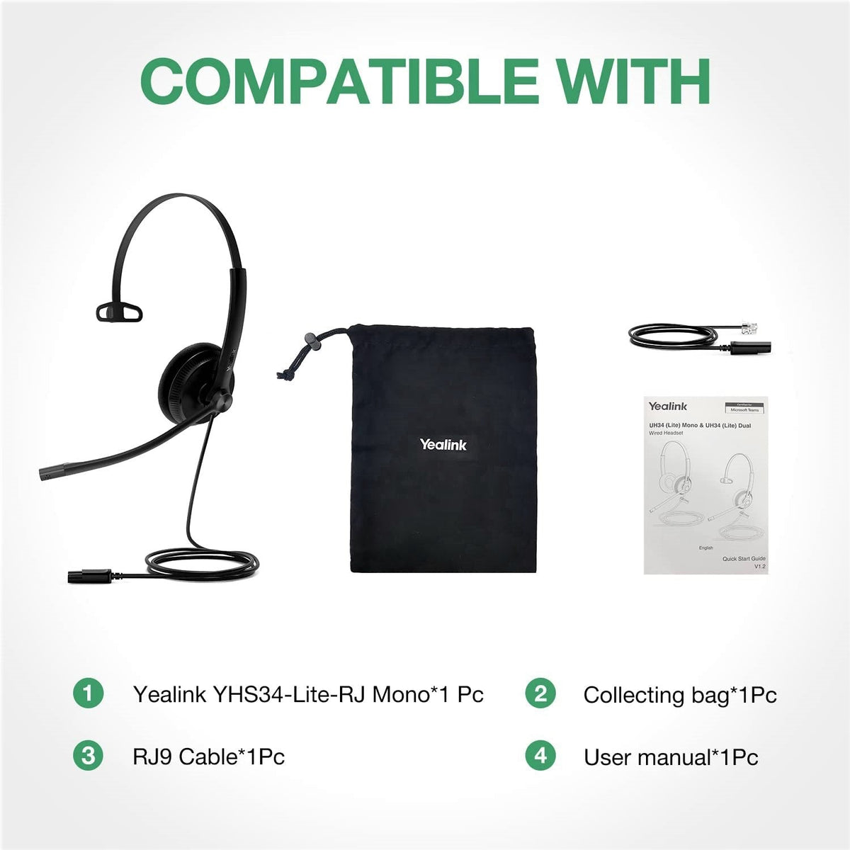 Yealink YHS34 & YHS34 Lite Dual/Mono Wideband Headset