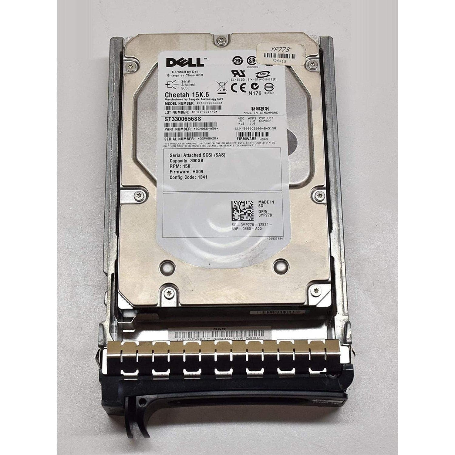YP778 - DELL ENTERPRISE CLASS 300GB 15K SAS 3.5" 3Gbps 16MB CACHE HARD DRIVE W/TRAY F9541 COMPATIBLE WITH PowerEdge R900 R905 1900 1950 2900 2950 2970 MD1000 MD3000 MD3000i-FoxTI