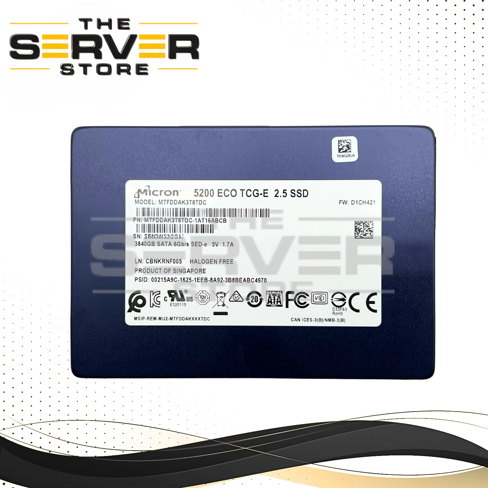 Micron 3.84TB SATA 6G RI 2.5" SED SSD 5200 ECO TCG-E Series MTFDDAK3T8TDC-1AT16ABCB