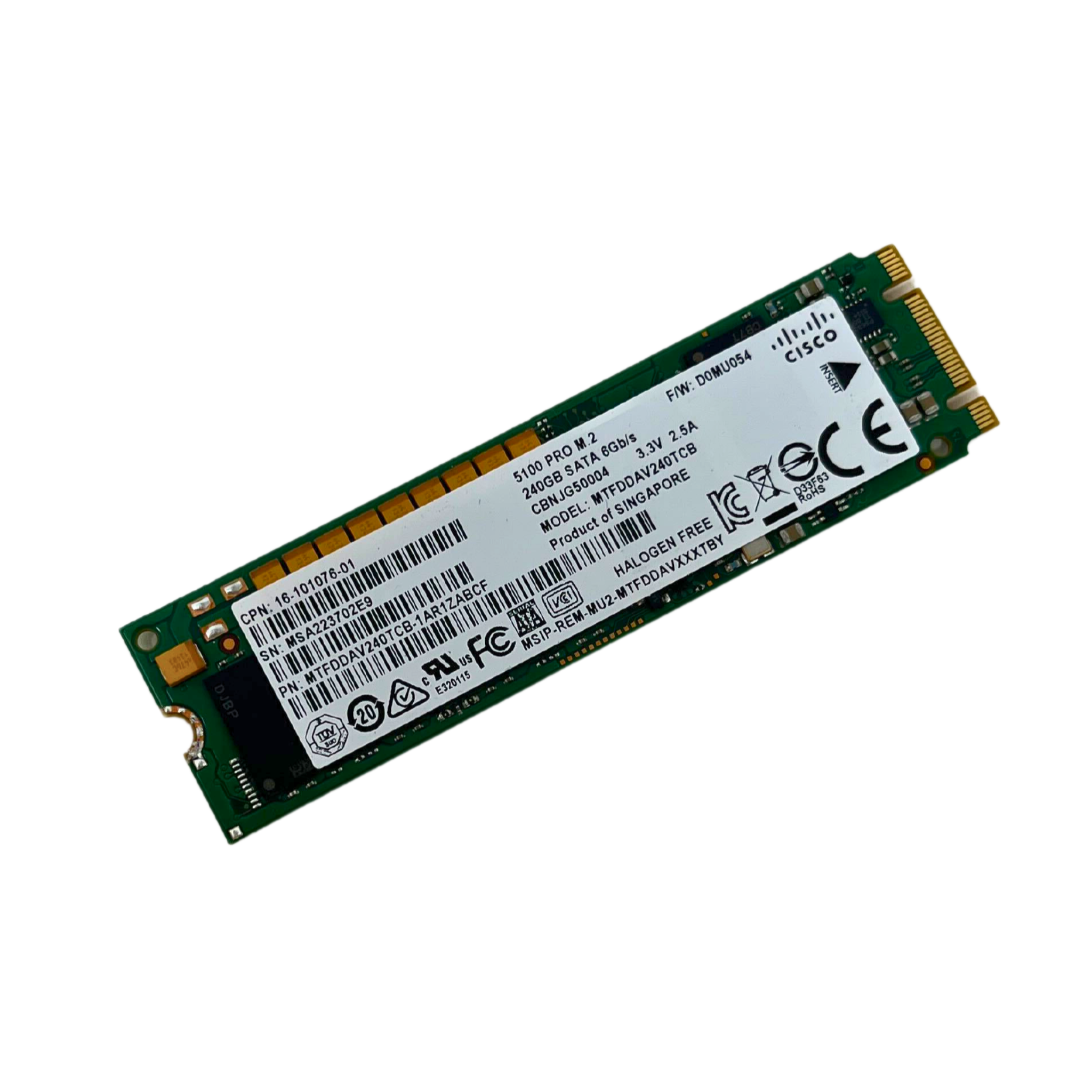 Cisco 240GB SATA 6G M.2 2280 SSD Micron 5100 PRO MTFDDAV240TCB 16-101076-01
