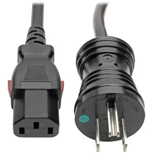 Eaton Tripp Lite Series Hospital-Grade Power Cord, NEMA 5-15P to Locking IEC C13 - Green Dot, 15A, 125V, 14 AWG, 25 ft. (7.62 m), Black