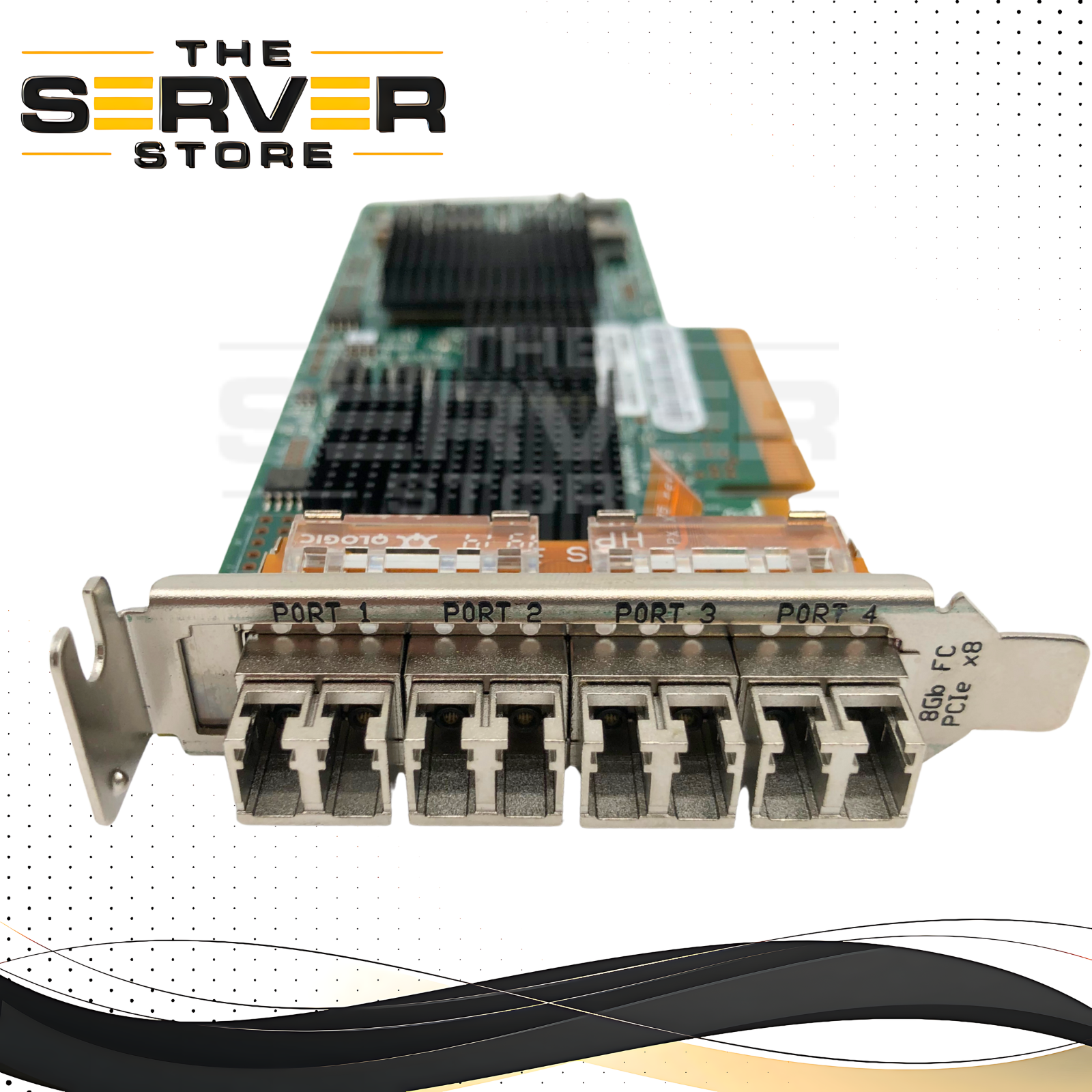 IBM QLogic QLE2564L 8Gb/s Quad-Port Fibre Channel (FC) Host Bus Adapter (HBA) with Low Profile Bracket. PCIe 2.0 x8. P/N: 00FX604, PX4810404-21, QLE2564L-IBMP.