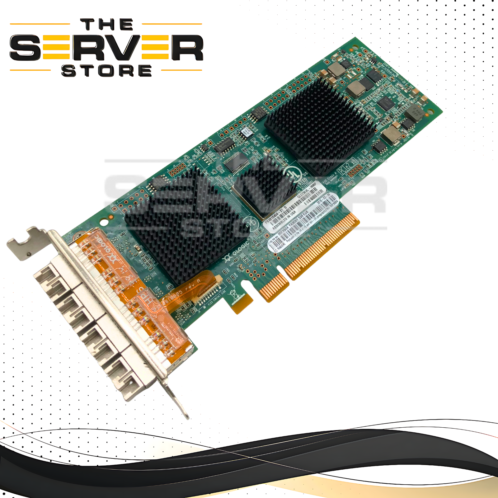 IBM QLogic QLE2564L 8Gb/s Quad-Port Fibre Channel (FC) Host Bus Adapter (HBA) with Low Profile Bracket. PCIe 2.0 x8. P/N: 00FX604, PX4810404-21, QLE2564L-IBMP.