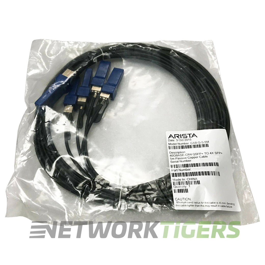 NEW Arista CAB-Q-S-5M 5m 40GB QSFP+ to 4x 10GB SFP+ Breakout Cable
