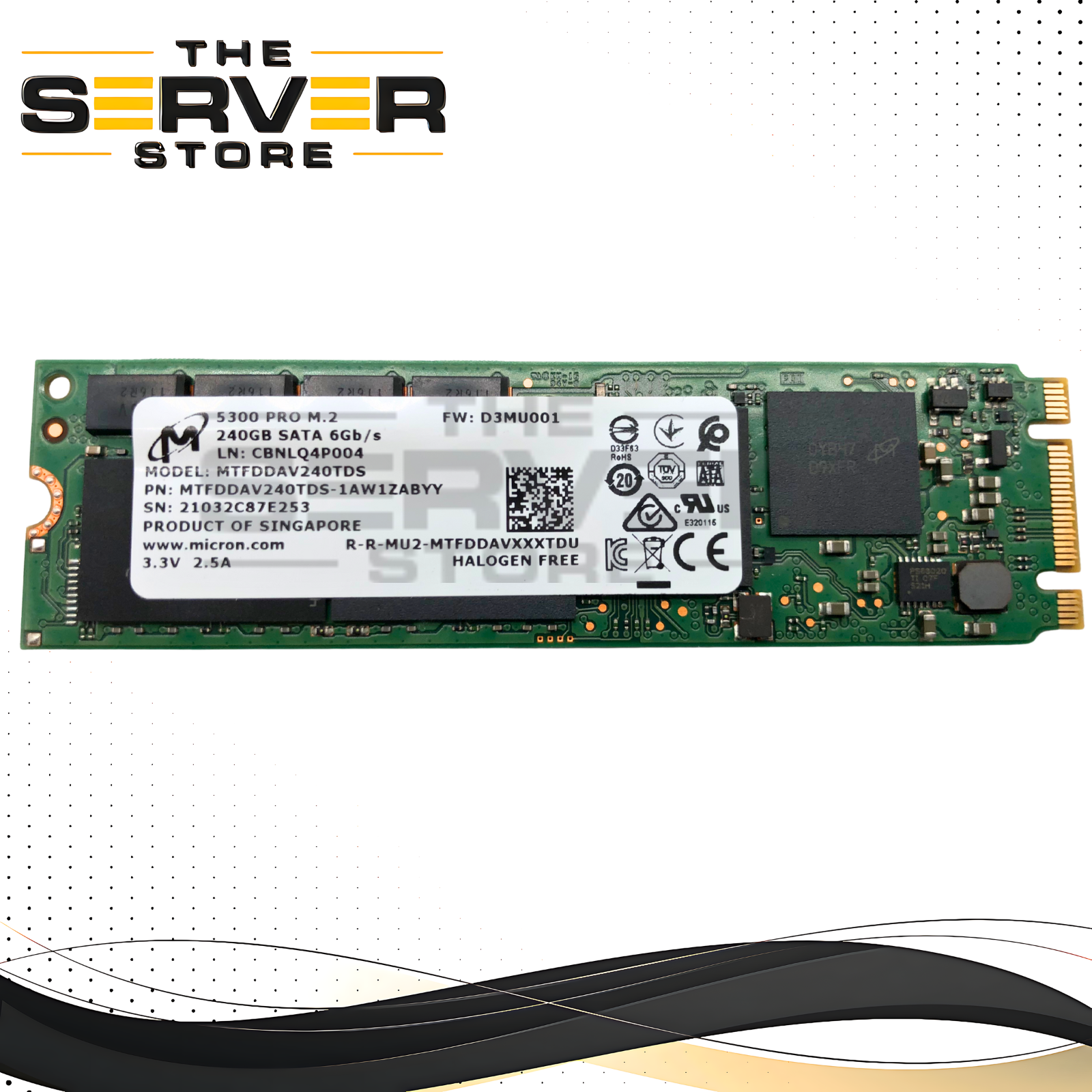 Micron 240GB SATA 6Gb/s 2280 M.2 Enterprise RI SSD 5300 Pro Series MTFDDAV240TDS