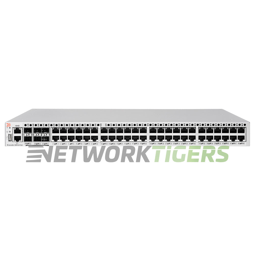NEW Brocade BR-VDX6710-54-F 48x 1GB RJ45 6x 10GB SFP+ Front-to-Back Air Switch