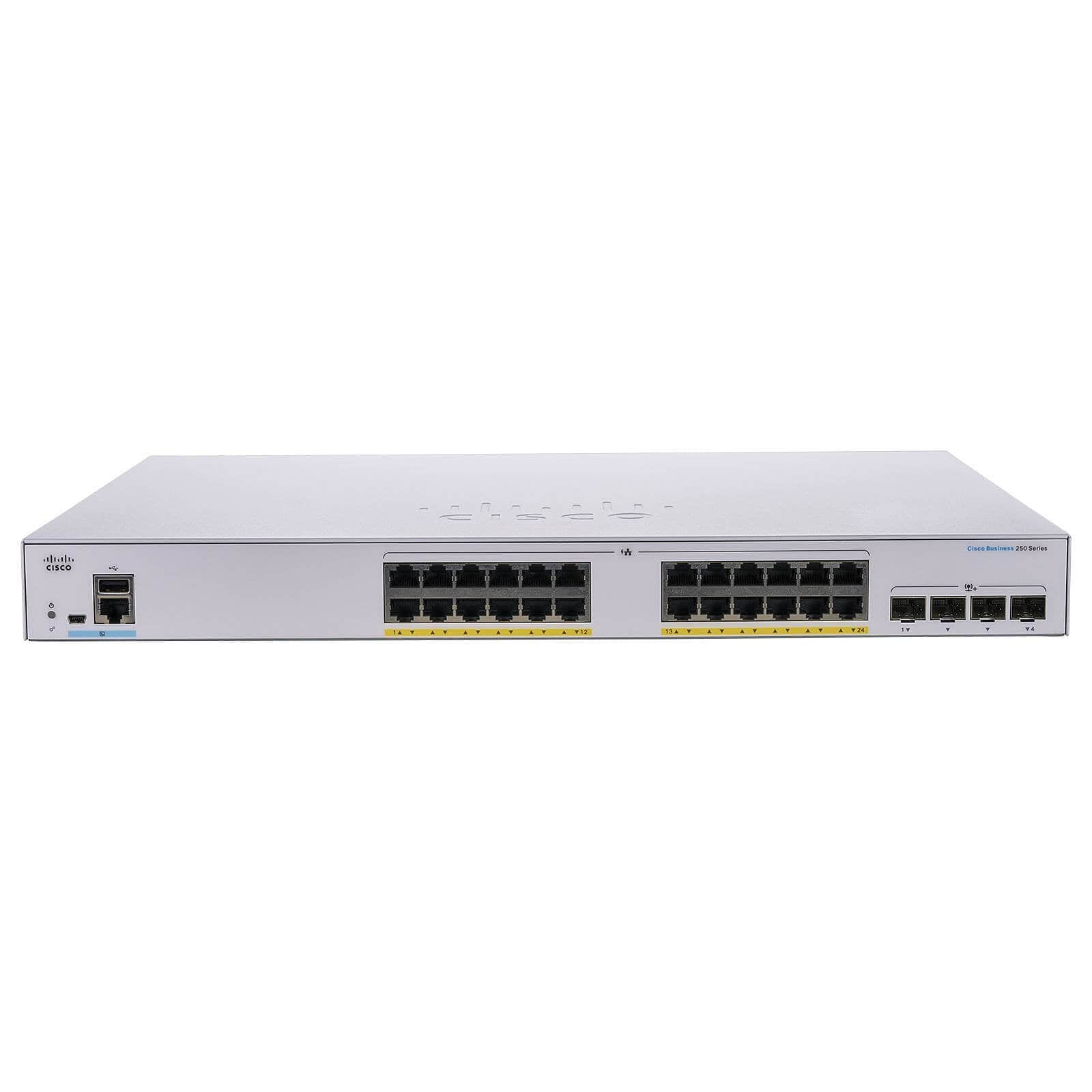Cisco 24x 10/100/1000 Ethernet PoE+ ports and 195W PoE budget, 4x 1G SFP uplinks Switch - C1000-24P-4G-L New