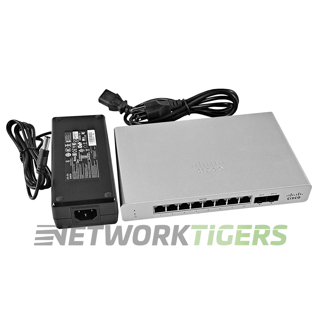 Cisco Meraki MS120-8LP-HW 8x 1GB PoE+ RJ45 2x SFP Unclaimed Switch w/Adapter