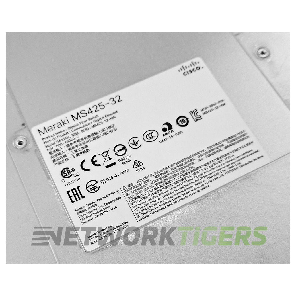 NEW Cisco Meraki MS425-32-HW 32x 10GB SFP+ 2x 40GB QSFP+ Unclaimed Switch