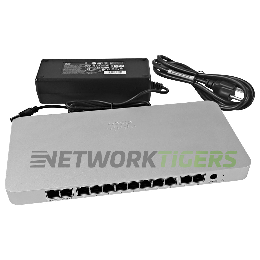 Cisco Meraki MX68-HW 450 Mbps 12x 1GB RJ45 Unclaimed Firewall w/Adapter