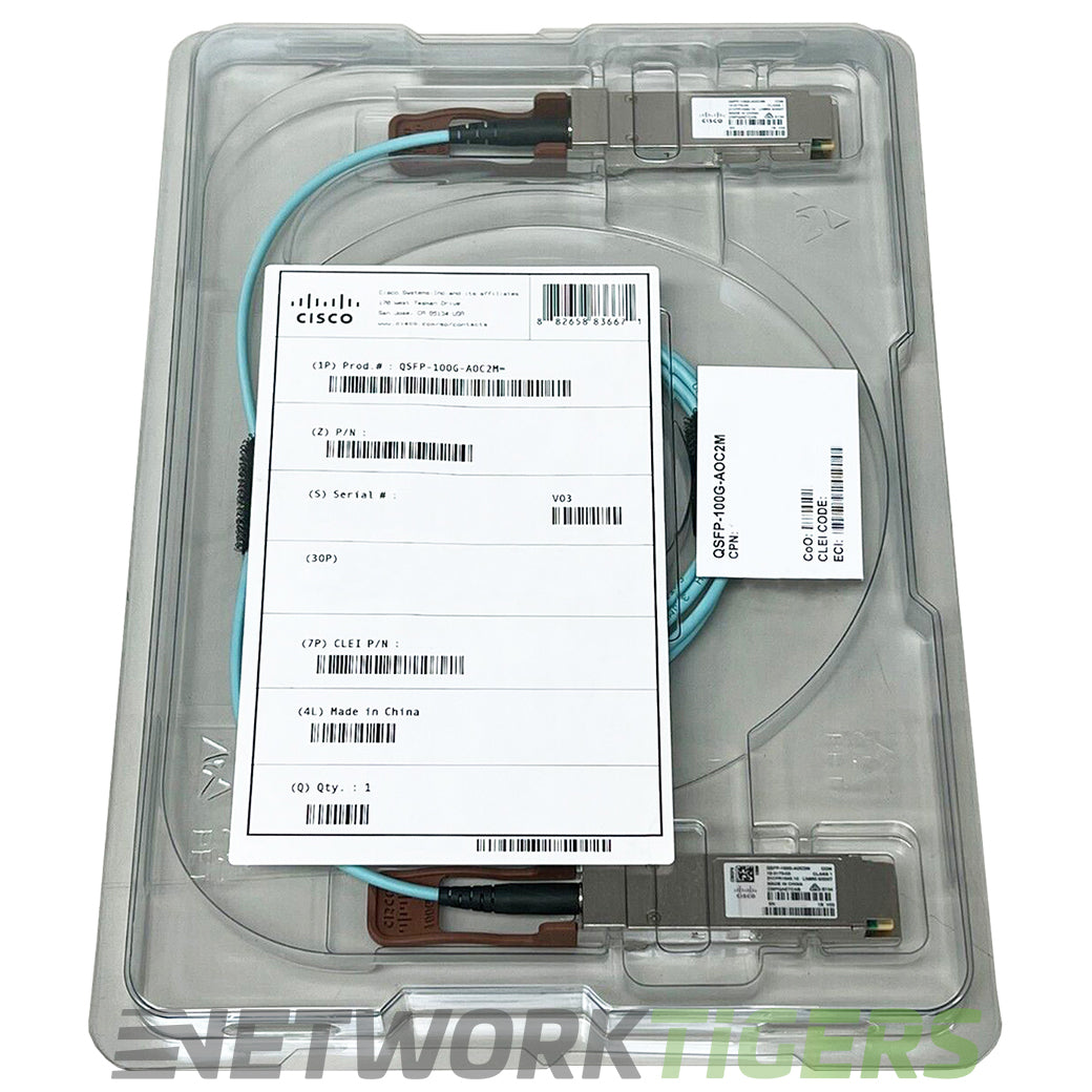 NEW Cisco QSFP-100G-AOC2M 2m 100GB QSFP28 Active Optical Cable