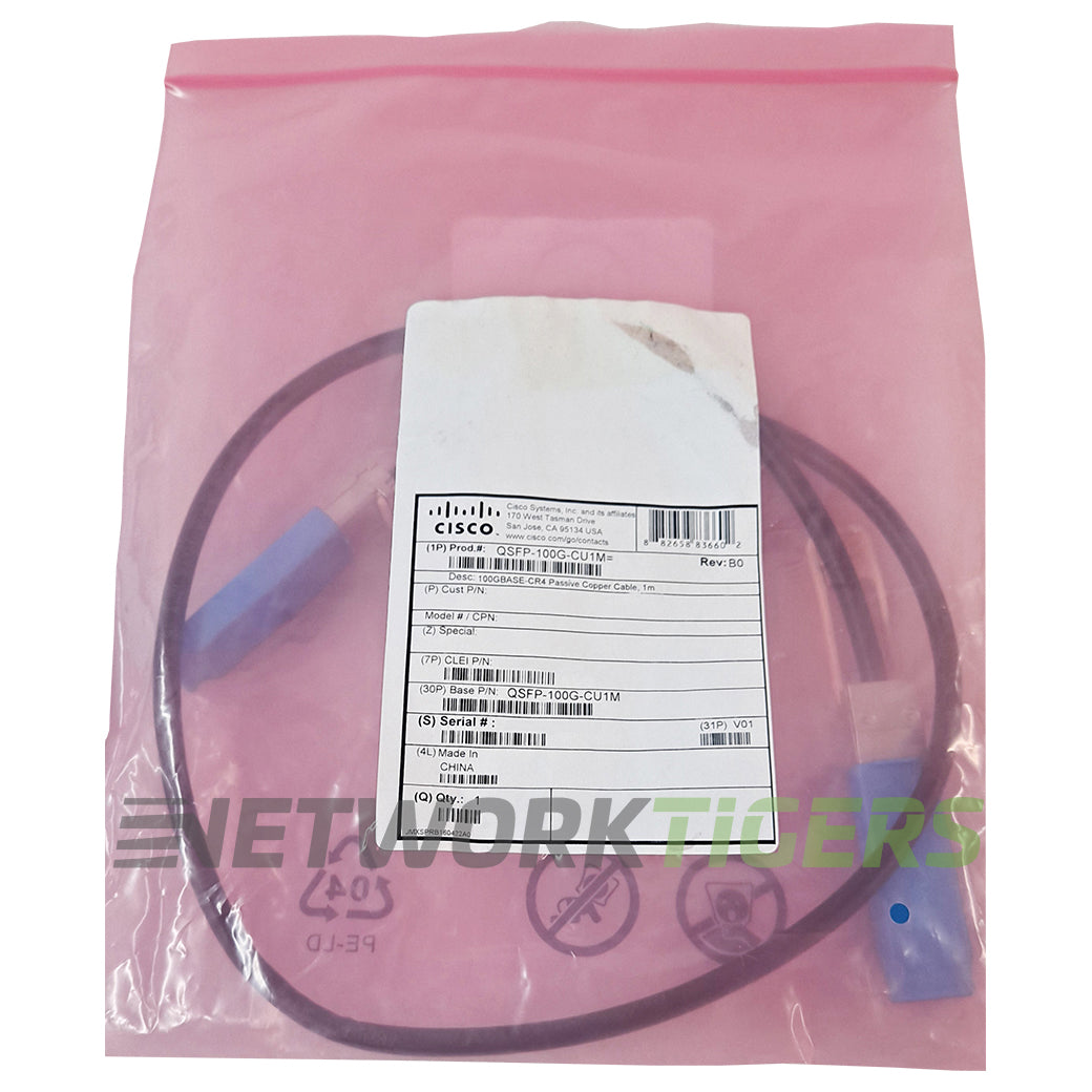 NEW Cisco QSFP-100G-CU1M 1m 100GB QSFP28 Direct Attach Copper Cable