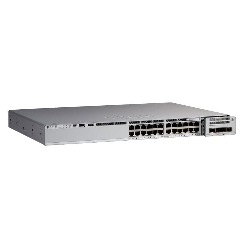 C9200-24PB-A - Cisco Catalyst 9200 Series Switch with 24 ports gigabit ethernet, full PoE+, modular uplink, Enhanced VRF, and Network Advantage licensing