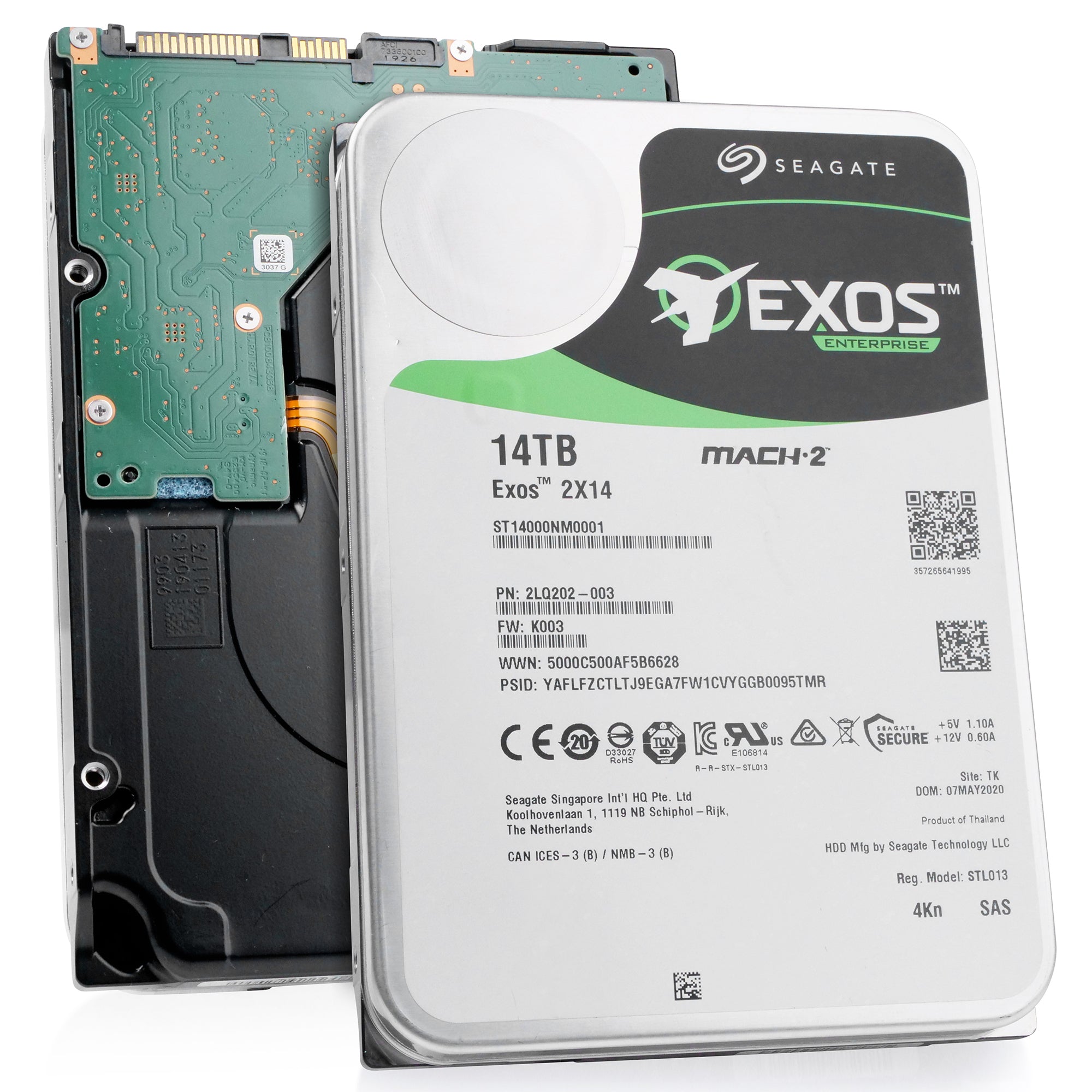 Seagate Exos 2X14 ST14000NM0001 14TB 7.2K RPM SAS 12Gb/s 4Kn MACH.2 3.5in Refurbished HDD