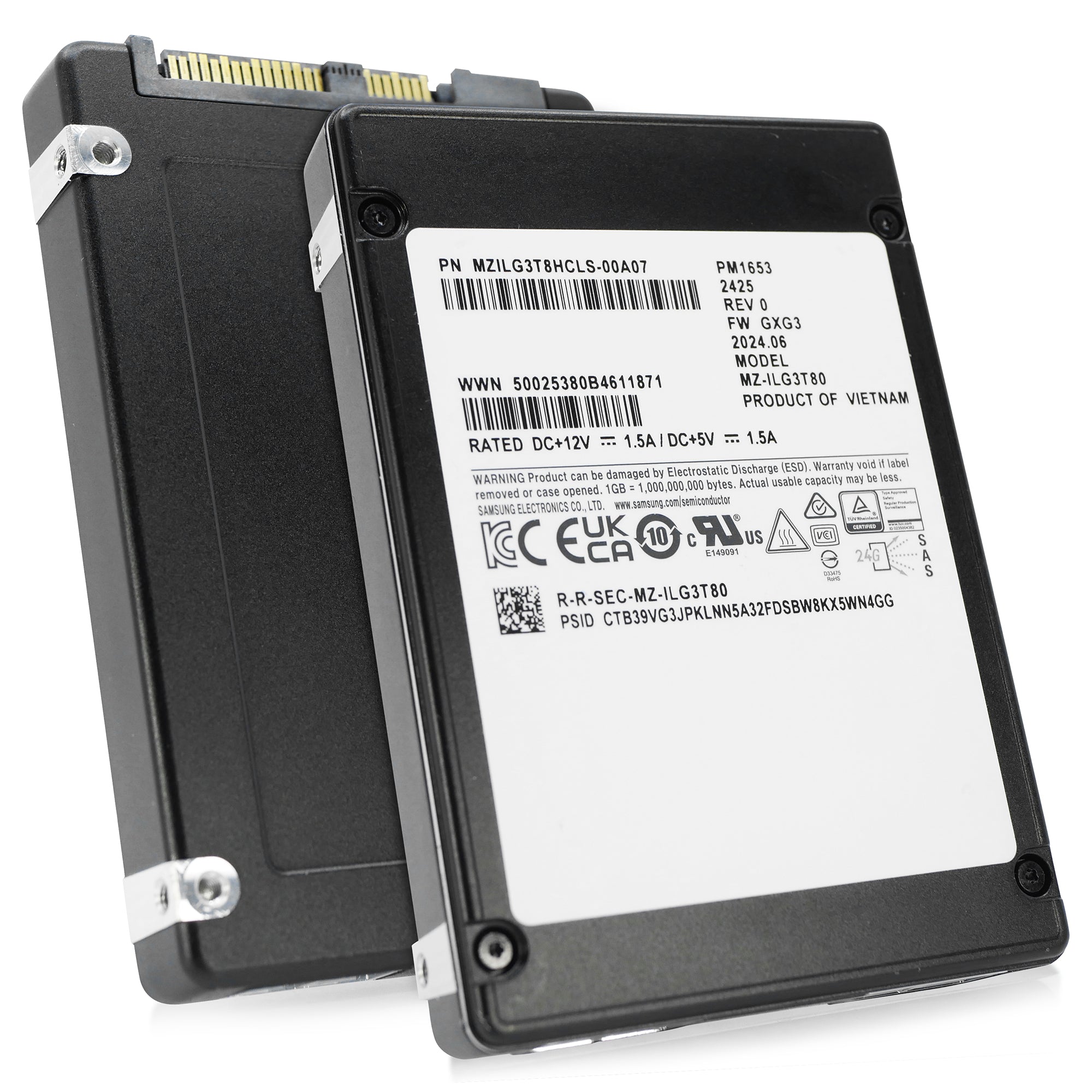Samsung PM1653 MZILG3T8HCLS 3.84TB 1 DWPD SAS-4 24 Gb/s 3D TLC 2.5in Refurbished SSD