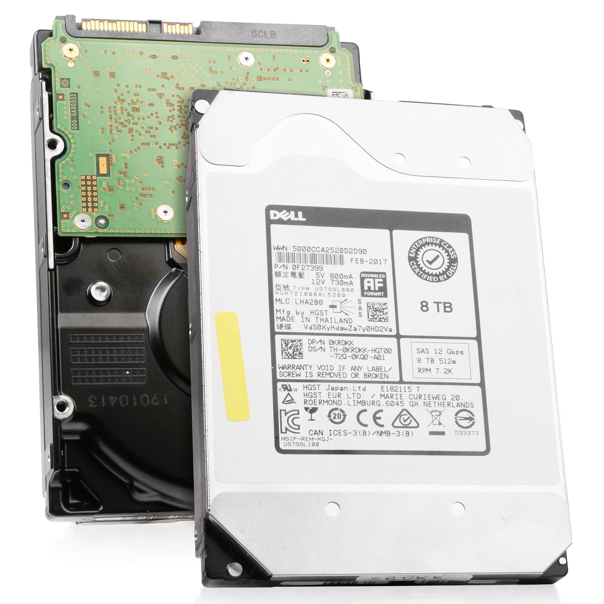 Dell/HGST Ultrastar He10 HUH721008AL5200 0F27399 8TB 7.2K RPM SAS 12Gb/s 512e 256MB 3.5in HDD