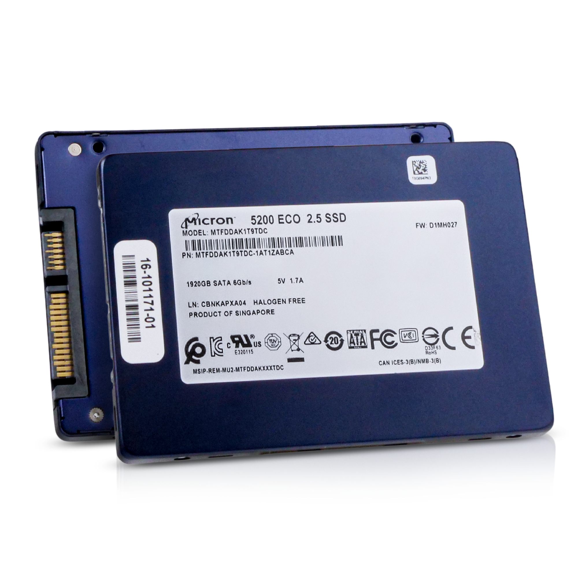 Micron 5200 ECO MTFDDAK1T9TDC 1.92TB 1 DWPD SATA 6Gb/s 3D TLC 2.5in Refurbished SSD