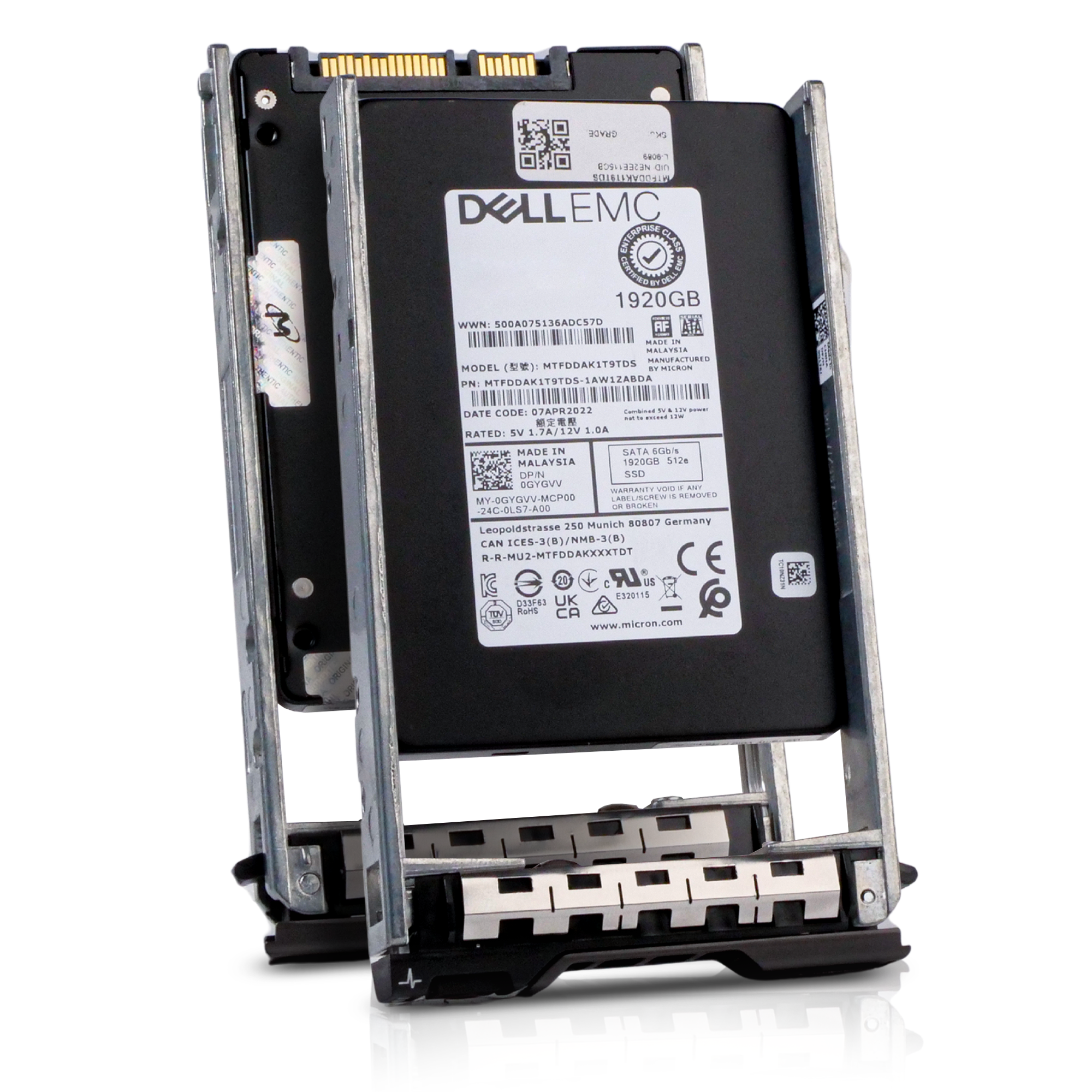 Dell G13 0GYGVV 1.92TB 1.5 DWPD SATA 6Gb/s 3D TLC 512e 2.5in Refurbished SSD