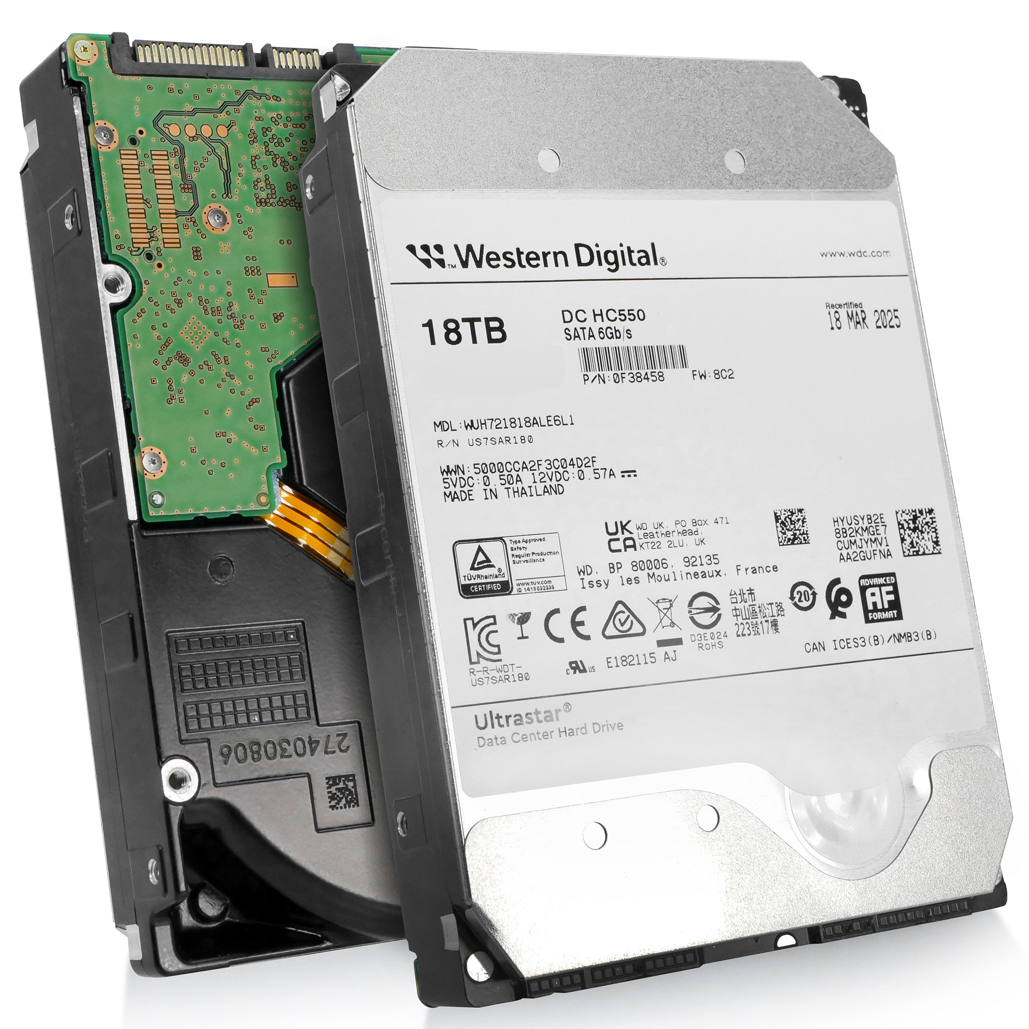 Western Digital Ultrastar DC HC550 WUH721818ALE6L1 0F38458 18TB 7.2K RPM SATA 6Gb/s 512e SED TCG-Enterprise 3.5in Hard Drive