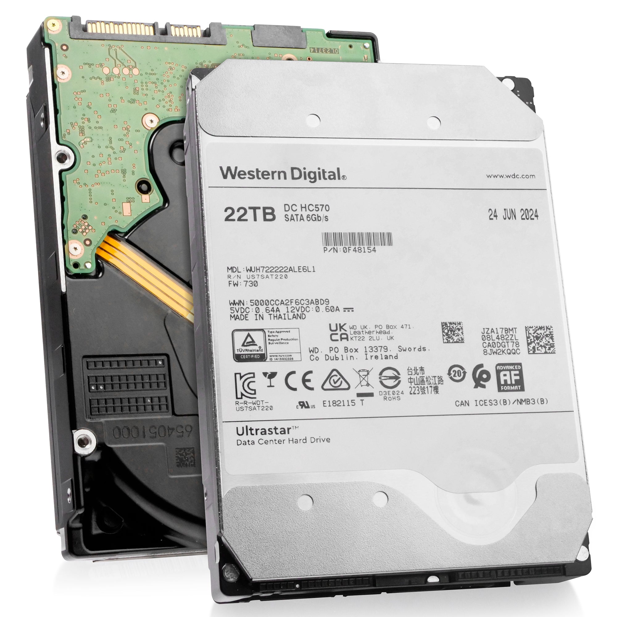 Western Digital Ultrastar DC HC570 WUH722222ALE6L1 0F48154 22TB 7.2K RPM SATA 6Gb/s 512e 3.5in Recertified Hard Drive