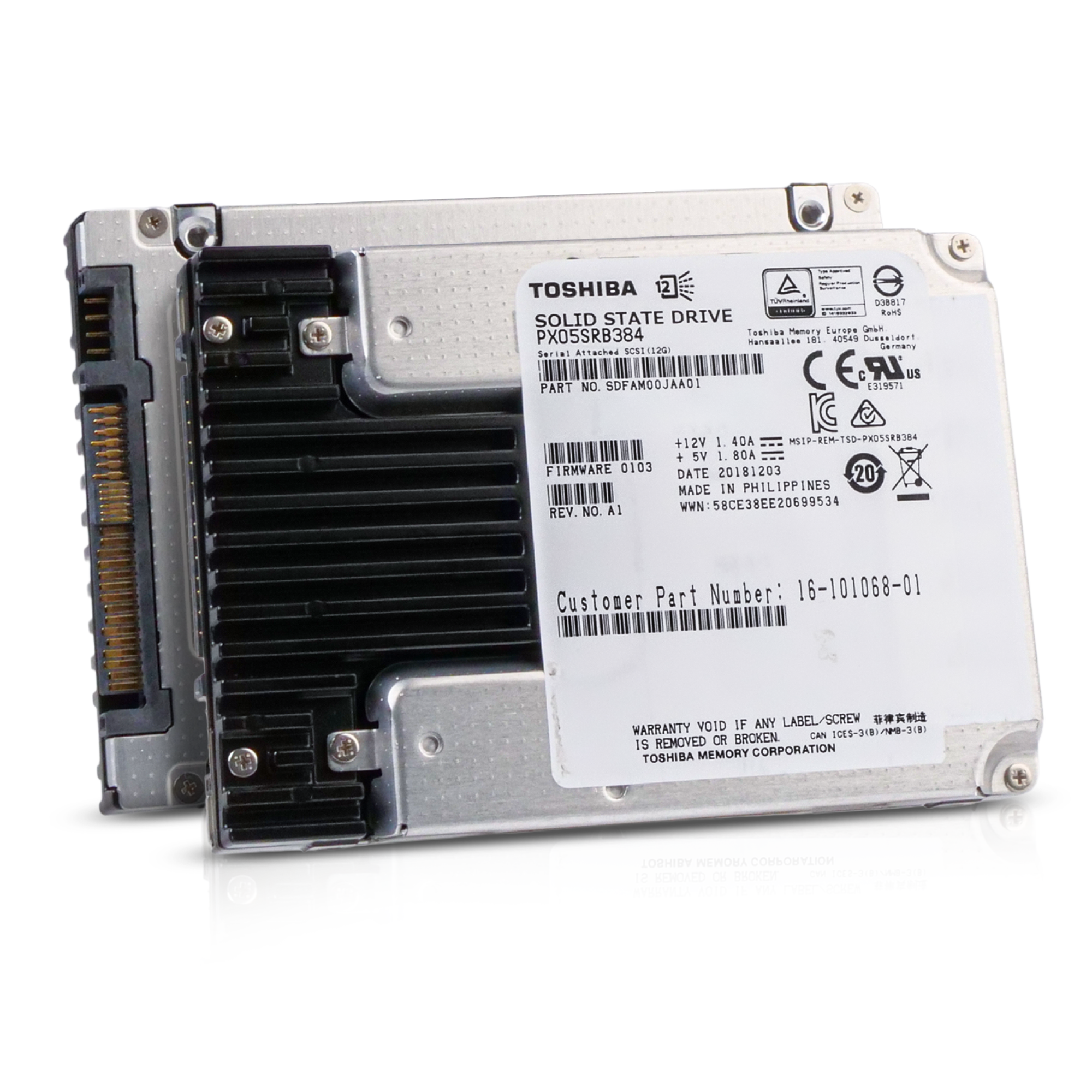 Toshiba PX05SRB PX05SRB384 3.84TB 1 DWPD SAS 12Gb/s MLC 2.5in Refurbished SSD
