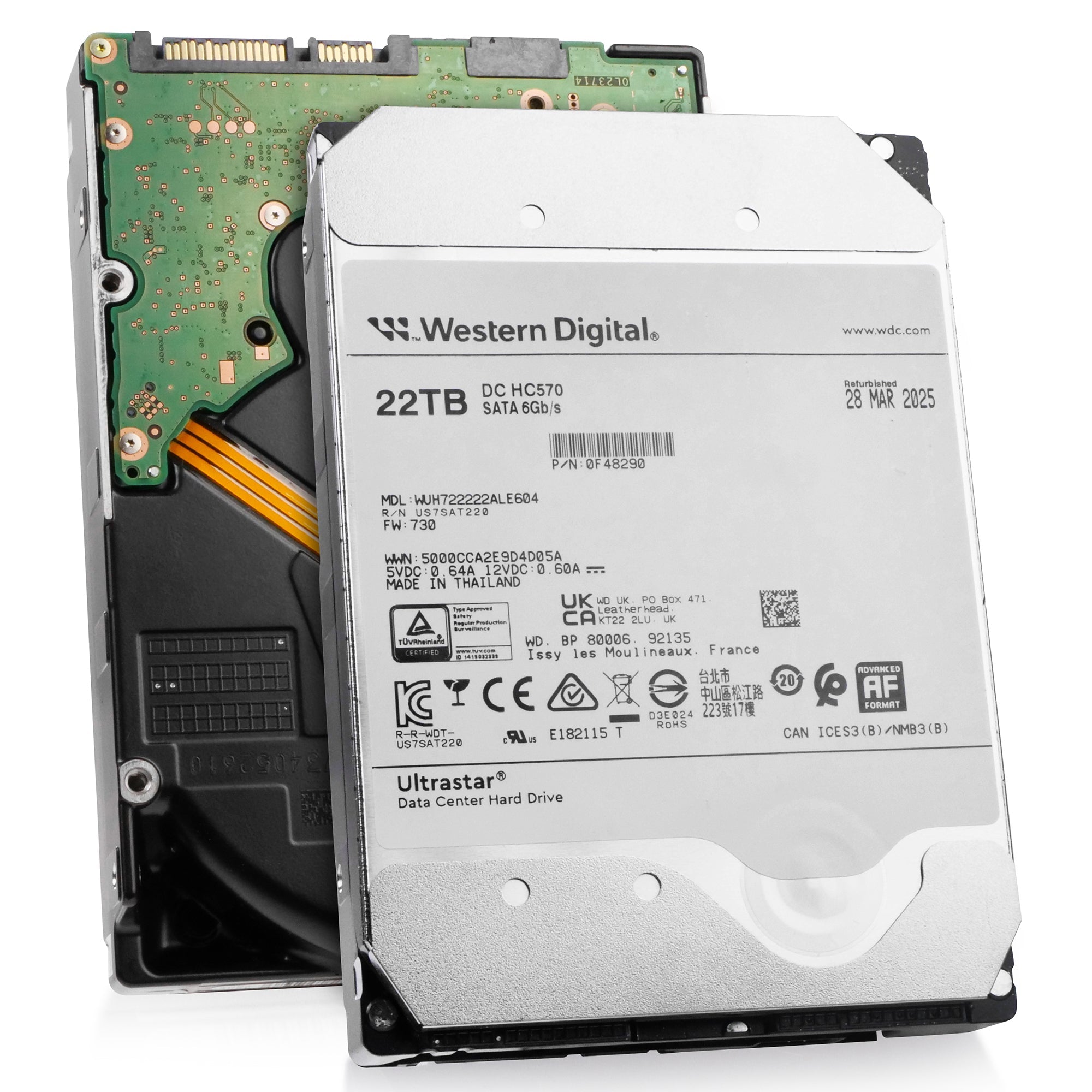 Western Digital Ultrastar DC HC570 WUH722222ALE604 0F48290 22TB 7.2K RPM SATA 6Gb/s 512e 3.5in Recertified Hard Drive