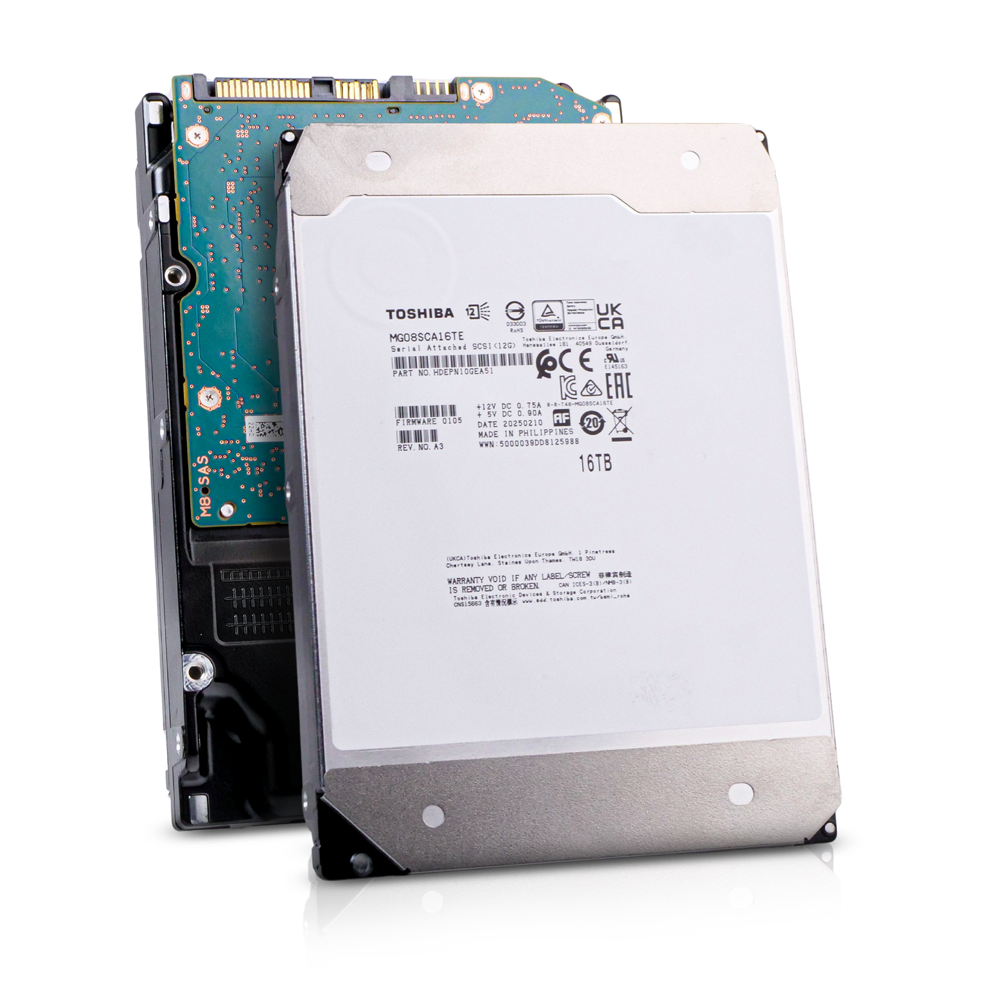 Toshiba MG08 MG08SCA16TE 16TB 7.2K RPM SAS 12Gb/s 512e 512MB 3.5in Refurbished HDD