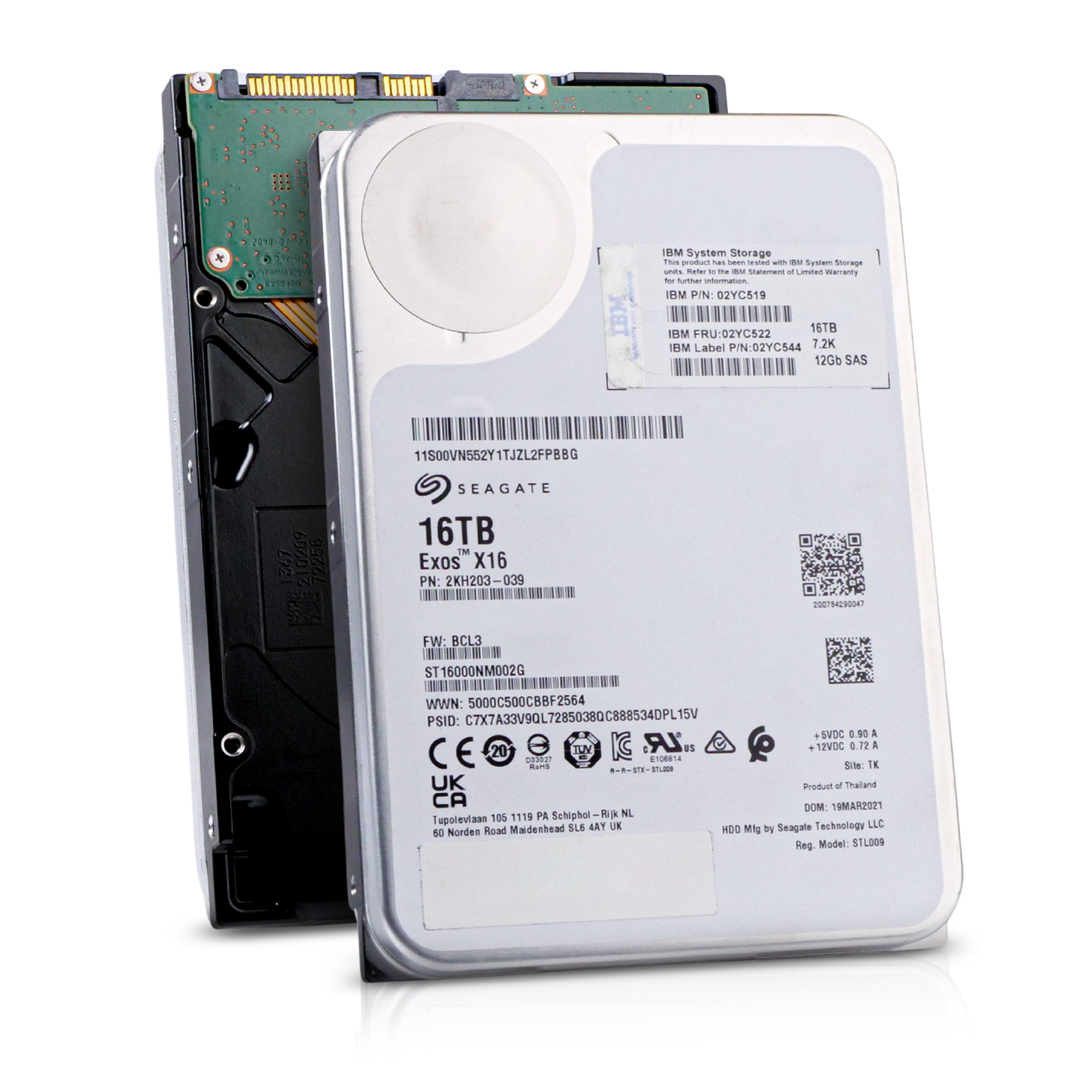 Seagate/IBM Exos X16 ST16000NM002G 16TB 7.2K RPM SAS 12Gb/s 512e/4Kn 3.5in Refurbished HDD