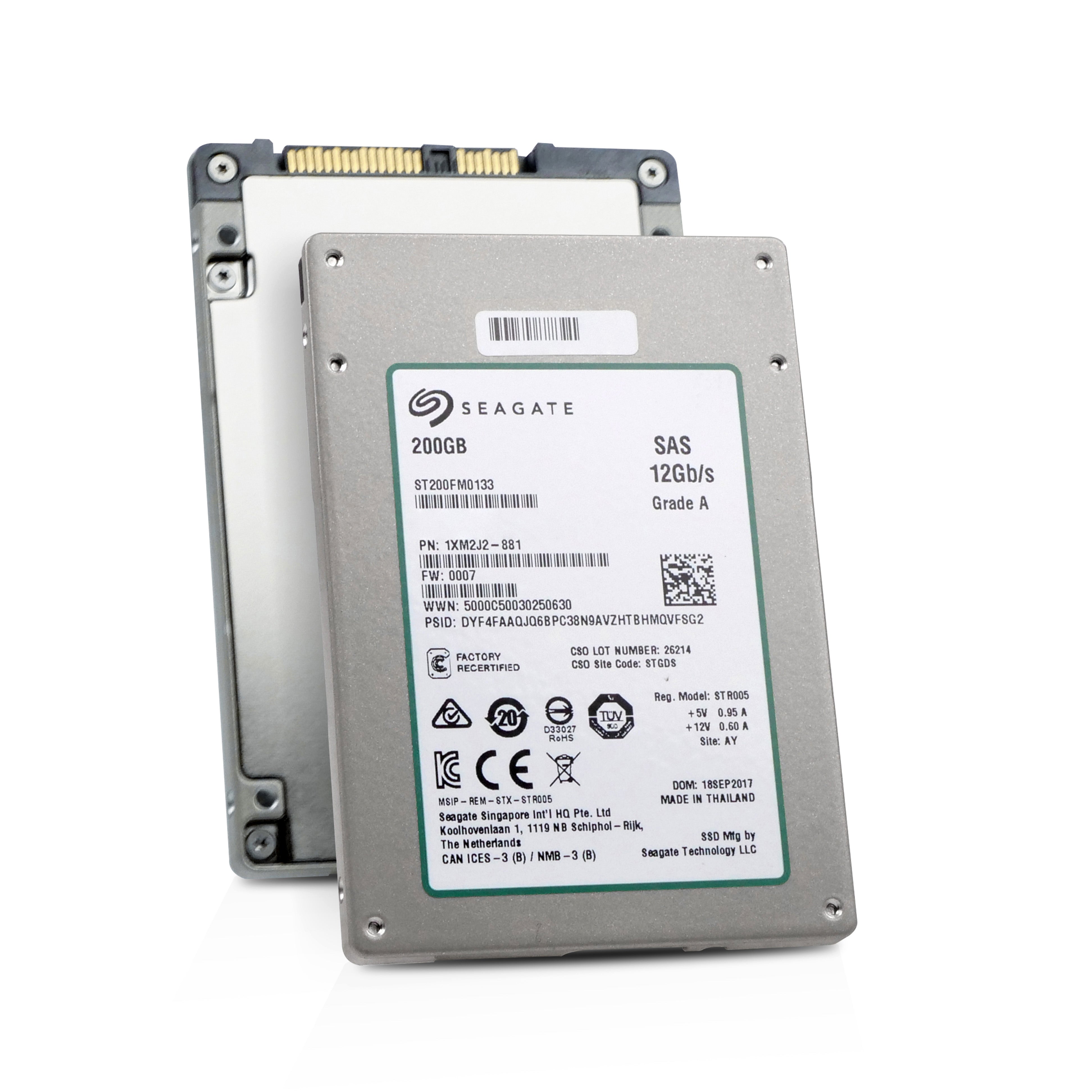 Seagate 1200.2 ST200FM0133 200GB 25 DWPD SAS Dual 12Gb/s eMLC 2.5in Recertified SSD