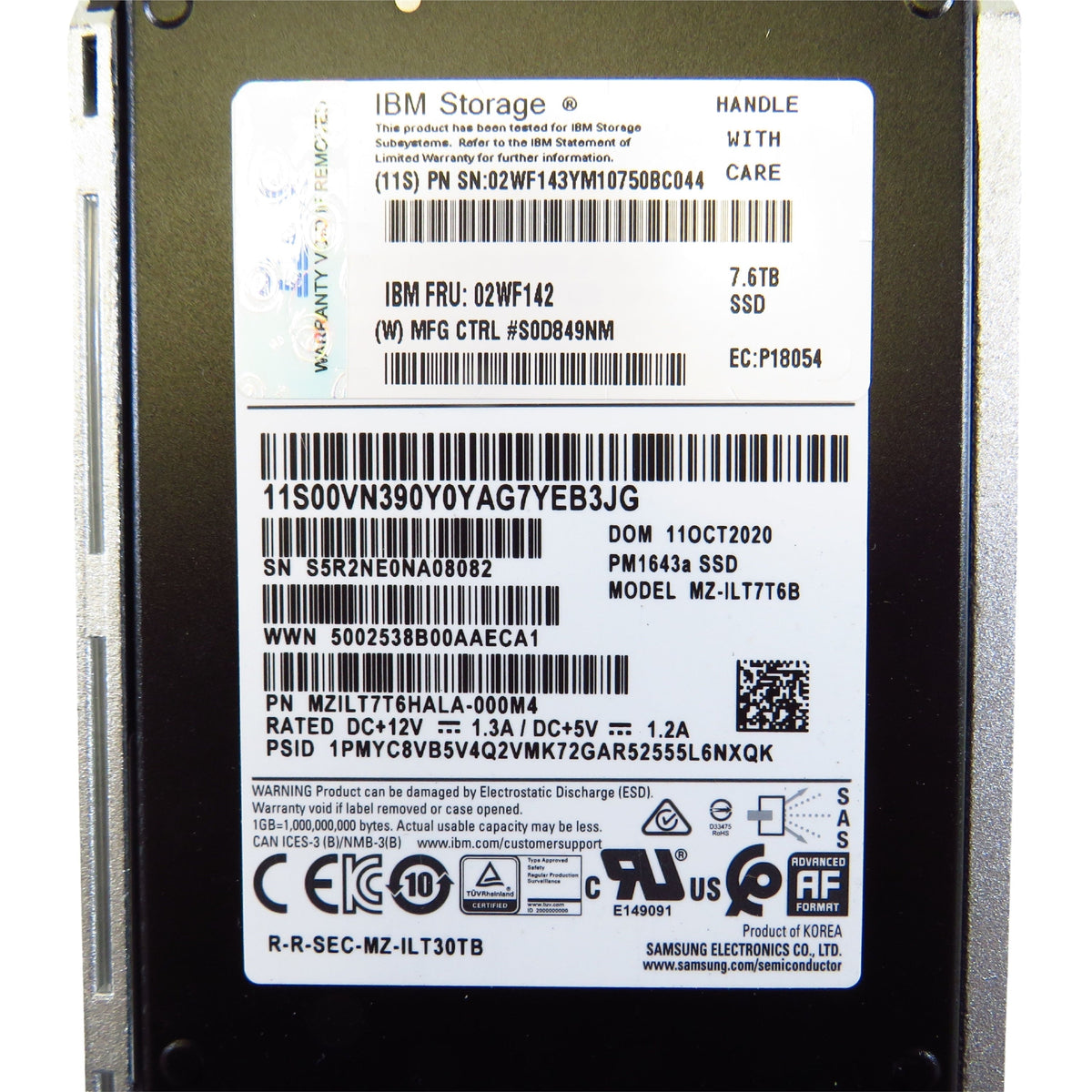 IBM 02WF142 H7G3 7.6TB 2.5" SAS 12Gbps SSD Solid State Drive (Refurbished)