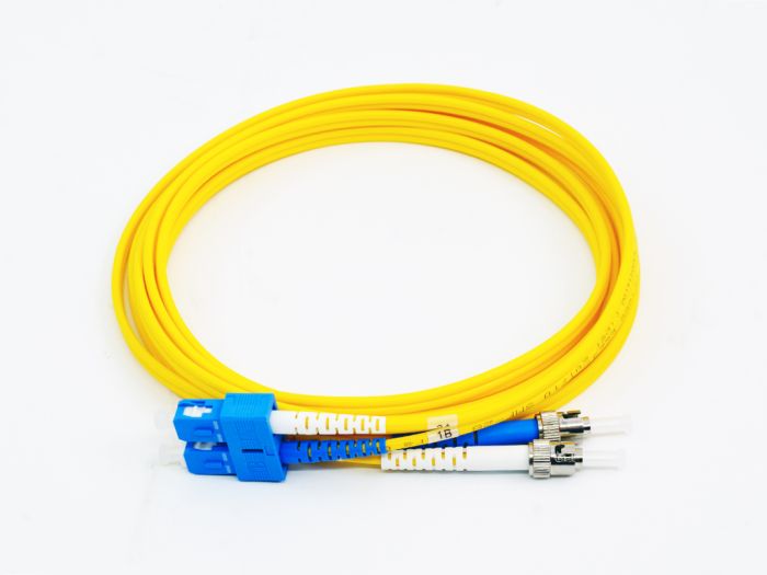 Fiber Optic Patch Cable, ST UPC to SC UPC, 10 meters, 3mm, Duplex, SM | Plus Corning® SMF-28® Ultra Fiber