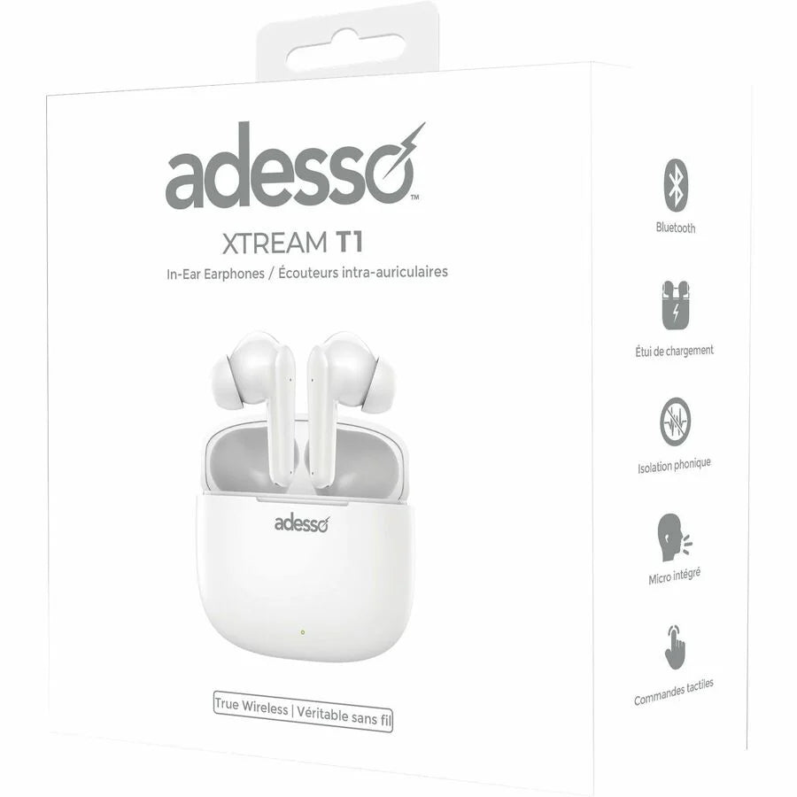 Adesso Xtream T1 Bluetooth Wireless Earbuds and Built-in Microphone