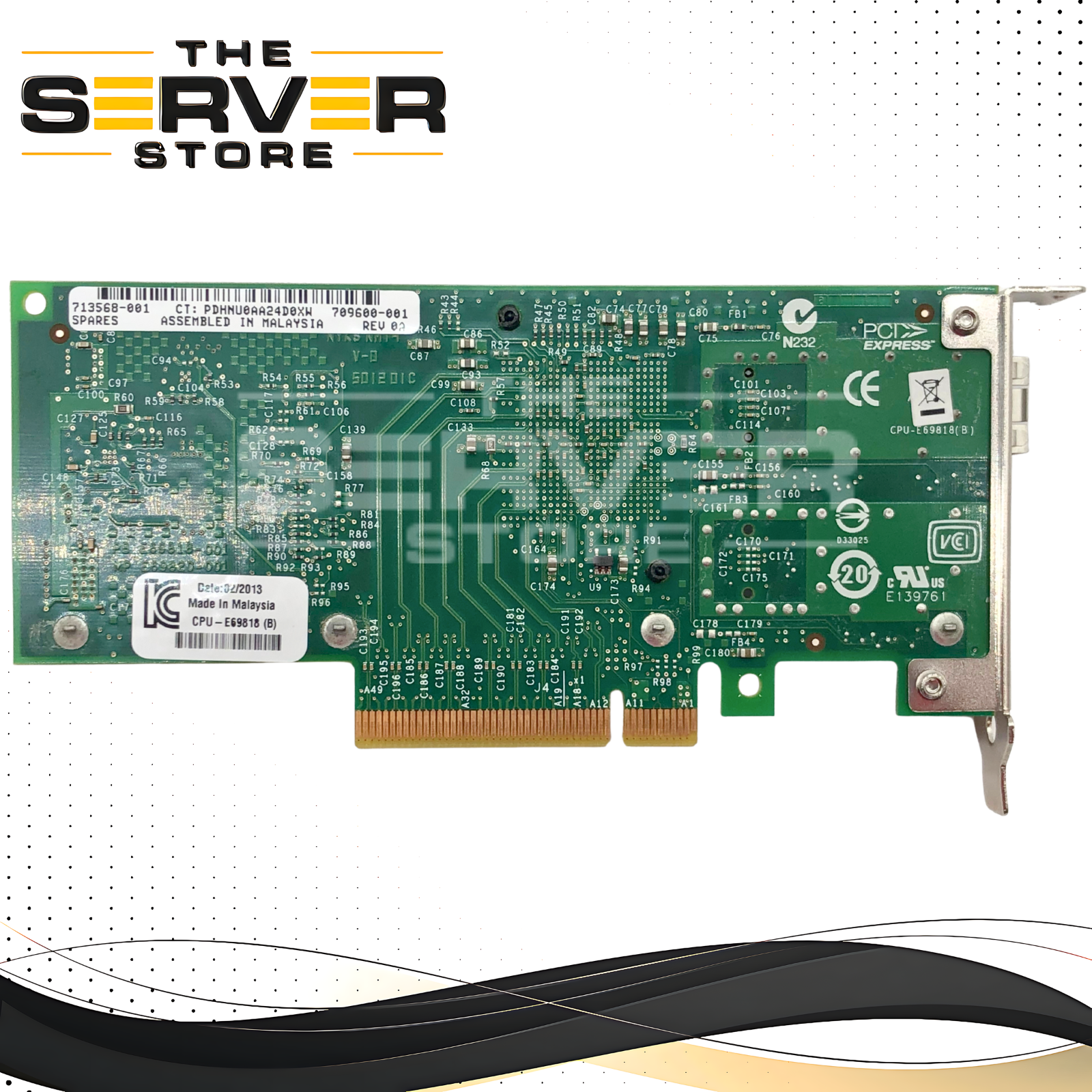 HPE Intel X520-SR1 1-Port 10 Gigabit per second (10Gb/s) SFP+ Single Port PCI-E 2.0 x8 Network Adapter with 713568-001.