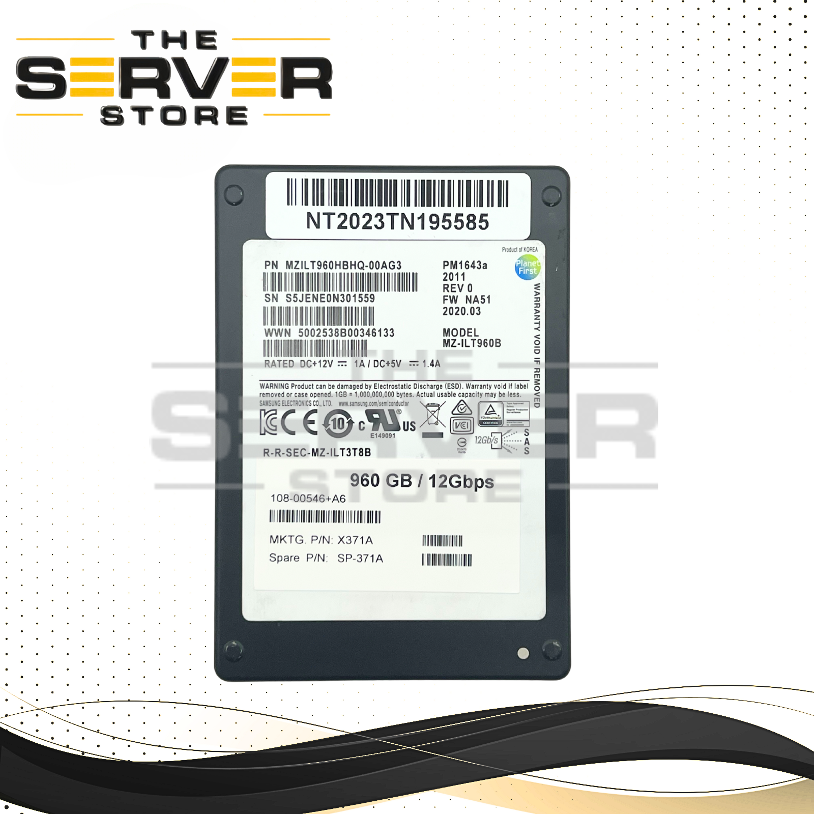 NetApp 960GB SAS 12Gbps RI SFF 2.5" SSD MZ-ILT960B Samsung PM1643a X371A SP-371A