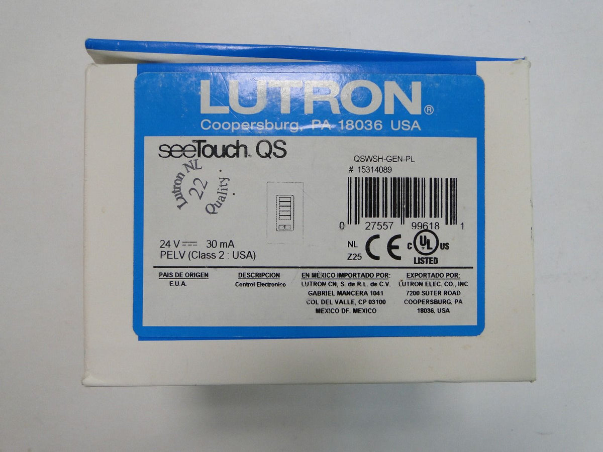 QSWSH-GEN-PL | Lutron SeeTouch QS Single Control Wired Keypad