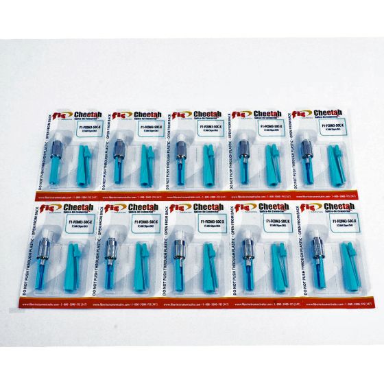 Splice-On Connector Cheetah FC PC Multimode 50um OM3 900um Aqua 100 Pack