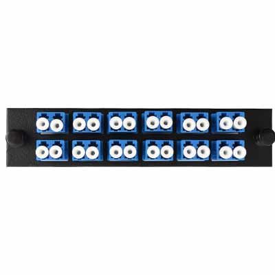 Adapter Plate 12-Pack LC Duplex Singlemode Blue Adapters Loaded (24 Fibers) Black