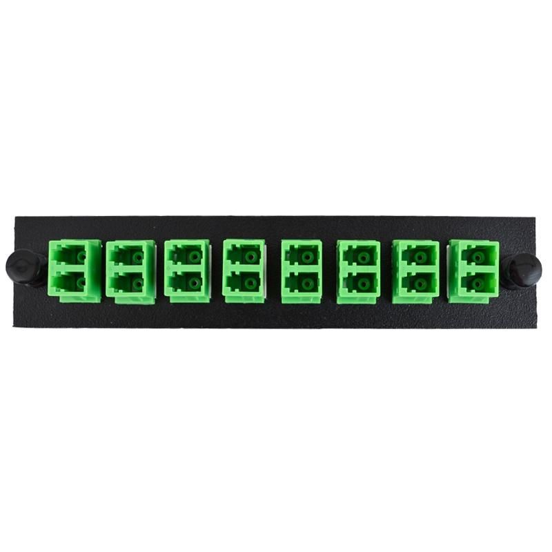 LC/APC Duplex 8 Pack SM Green Adapter Off White Plate