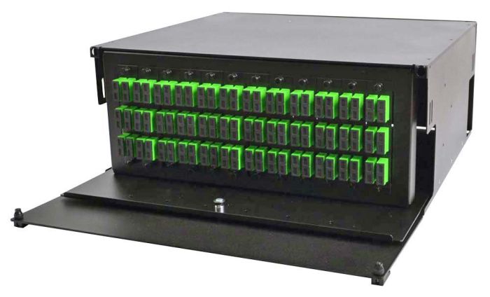 Rack Mount Enclosure 4RU Loaded with 12 Duplex SC/APC Plates & Splice Trays Black