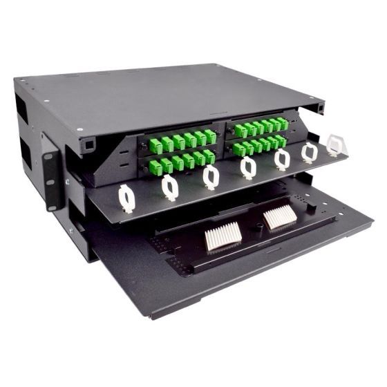 Rack Mount Splice & Patch Enclosure 4RU Holds (4) LGX Panels Unloaded Off White