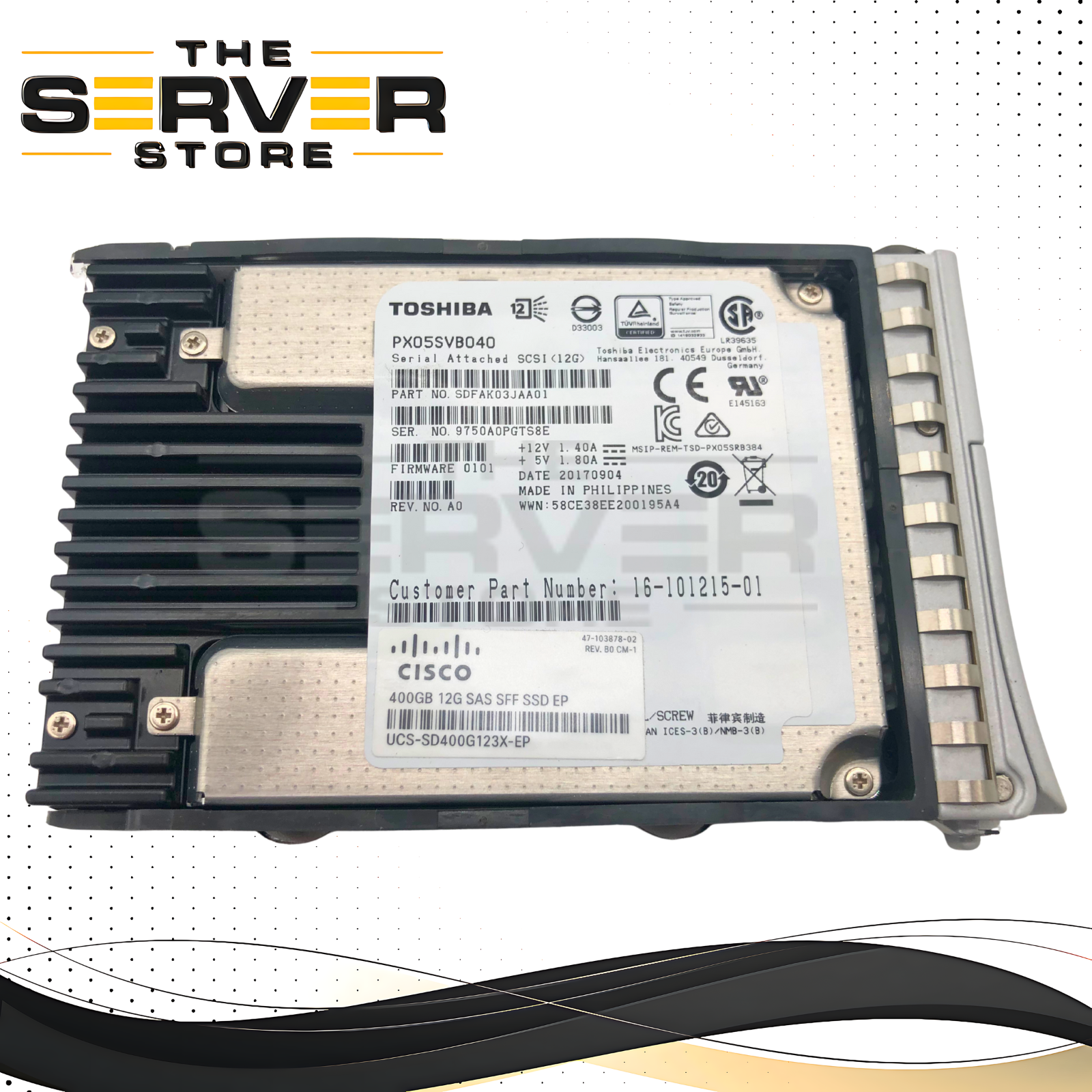 Cisco Toshiba PX05S 400GB 12G SAS Write Intensive 2.5" SFF SSD W/Tray PX05SVB040 UCS-SD400G123X-EP
