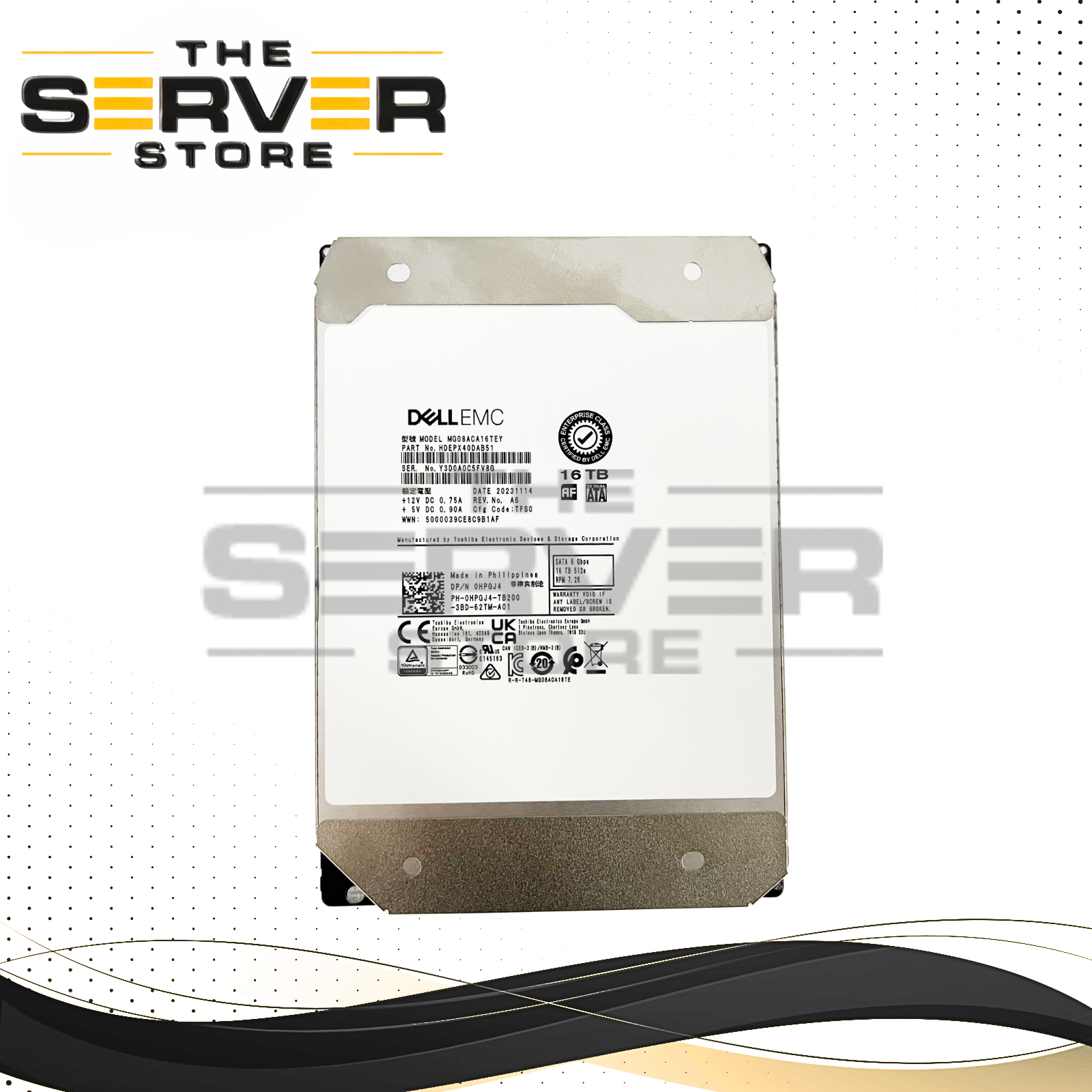 Dell EMC 16TB SATA 6G 7.2K 512e 3.5" HDD MG08 MG08ACA16TEY HDEPX40DAB51 (0-20 POH Open Box)