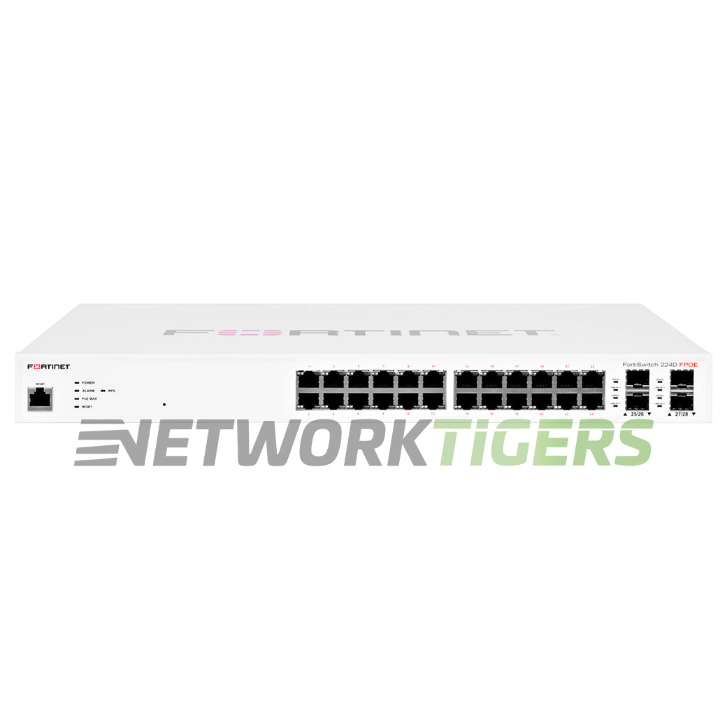 NEW Fortinet FS-224D-FPOE 24x 1GB PoE+ RJ45 4x SFP Registrable /Unclaimed Switch